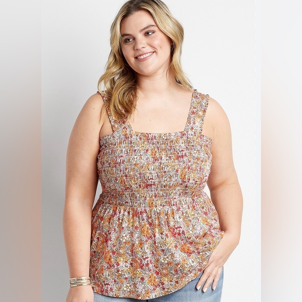 Maurices Floral Baby Doll Plus Tank Size 0X Women